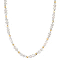 Collar Acero inoxidable Cristal blanco Amarillo Recubierto de IP Perla cultivada de agua dulce 43.5 cm