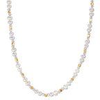 Collar Acero inoxidable Cristal blanco Amarillo Recubierto de IP Perla cultivada de agua dulce 43.5 cm