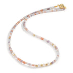 Collar Acero inoxidable Cristal rosa Amarillo Recubierto de IP Perla cultivada de agua dulce, 5 Perlas 4-4.5 mm 43 cm