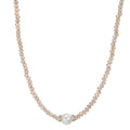 Collar Acero inoxidable Cristal champán Perla cultivada de agua dulce 6.5-7 mm 43 cm