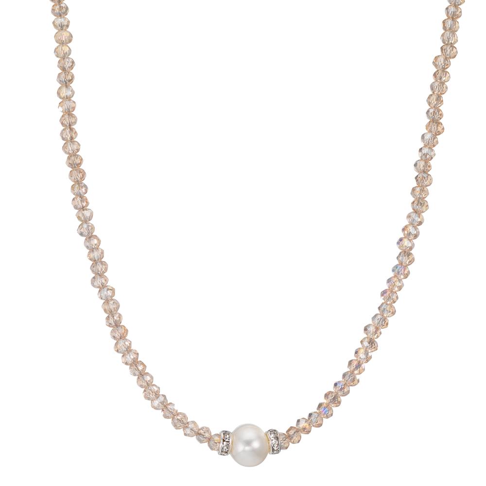 Collar Acero inoxidable Cristal champán Perla cultivada de agua dulce 6.5-7 mm 43 cm
