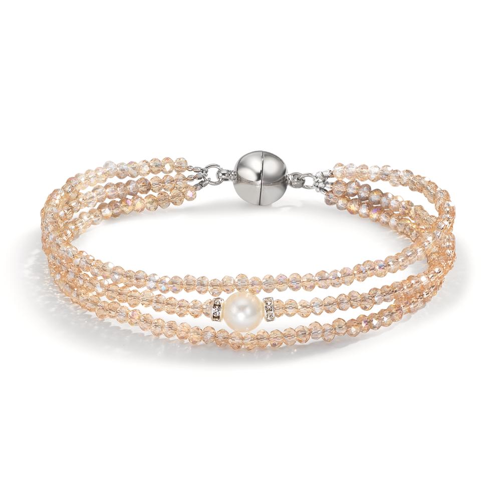 Pulsera Acero inoxidable Cristal champán Perla cultivada de agua dulce 7-7.5 mm