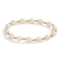 Pulsera Acero inoxidable Amarillo Recubierto de IP Perla cultivada de agua dulce 6.5-7 mm 18.5 cm