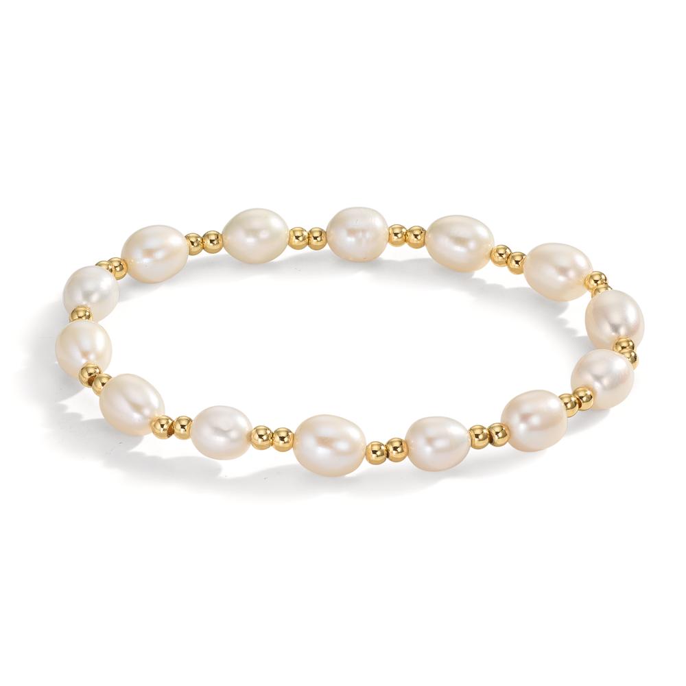 Pulsera Acero inoxidable Amarillo Recubierto de IP Perla cultivada de agua dulce 6.5-7 mm 18.5 cm