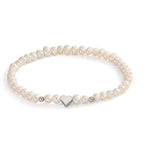Pulsera Acero inoxidable Perla cultivada de agua dulce 5-5.5 mm Corazón