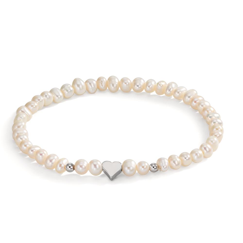 Pulsera Acero inoxidable Perla cultivada de agua dulce 5-5.5 mm Corazón