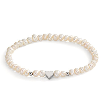 Pulsera Acero inoxidable Perla cultivada de agua dulce 5-5.5 mm Corazón