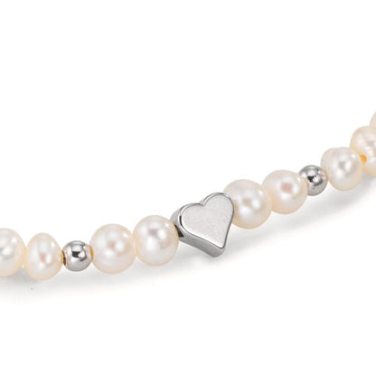 Pulsera Acero inoxidable Perla cultivada de agua dulce 5-5.5 mm Corazón