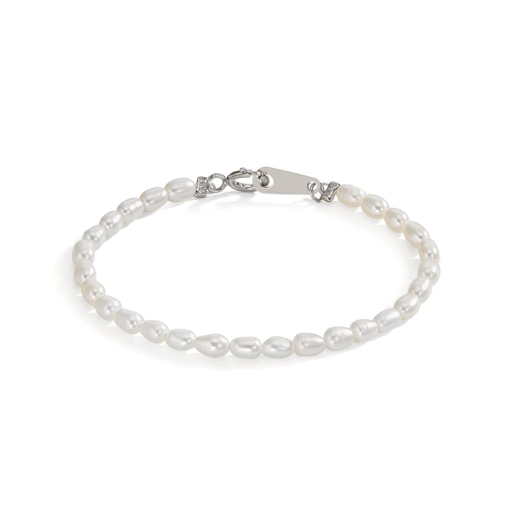 Pulsera Plata Rodio plateado Perla cultivada de agua dulce, 2.5 mm 11.5 cm