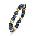 Anillo de dedo Acero inoxidable Cristal azul, 3 mm Amarillo Recubierto de IP