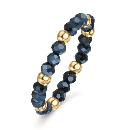 Anillo de dedo Acero inoxidable Cristal azul, 3 mm Amarillo Recubierto de IP