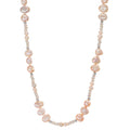 Collar Acero inoxidable Cristal rosa Perla cultivada de agua dulce rosa 90 cm