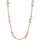 Collar Acero inoxidable Cristal rosa Perla cultivada de agua dulce rosa 90 cm