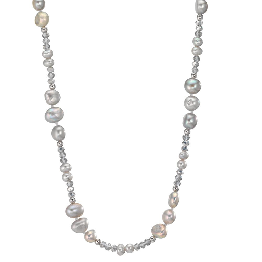Collar Acero inoxidable Cristal Gris Perla cultivada de agua dulce Gris 90 cm