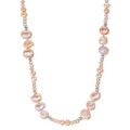 Collar Acero inoxidable Cristal rosa Perla cultivada de agua dulce rosa 45 cm