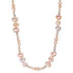 Collar Acero inoxidable Cristal rosa Perla cultivada de agua dulce rosa 45 cm