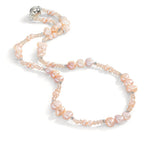 Collar Acero inoxidable Cristal rosa Perla cultivada de agua dulce rosa 45 cm