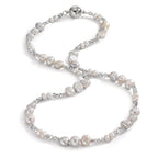 Collar Acero inoxidable Cristal plata Perla cultivada de agua dulce plata 46 cm