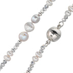 Collar Acero inoxidable Cristal plata Perla cultivada de agua dulce plata 46 cm