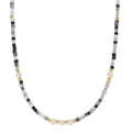 Collar Acero inoxidable Cristal Amarillo Recubierto de IP Perla cultivada de agua dulce, 5 Perlas, 4.5 mm 43 cm