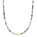 Collar Acero inoxidable Cristal Amarillo Recubierto de IP Perla cultivada de agua dulce, 5 Perlas, 4.5 mm 43 cm