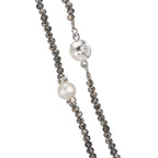 Collar Acero inoxidable Cristal Gris Perla cultivada de agua dulce 6.5-7 mm 43 cm