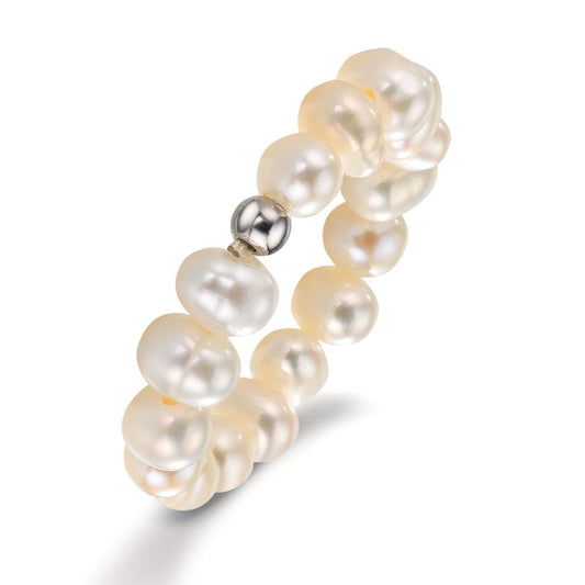 Anillo de dedo Acero inoxidable Perla cultivada de agua dulce, 4.5 mm