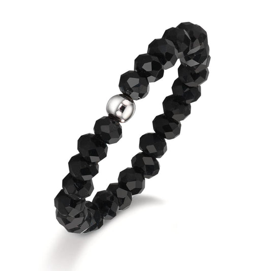 Anillo de dedo Acero inoxidable Cristal negro, 3 mm