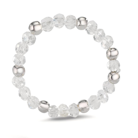 Anillo de dedo Acero inoxidable Cristal blanco, 3 mm