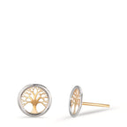 Pendientes Oro amarillo de 585/14 kt. Bicolor árbol de la vida Ø8 mm