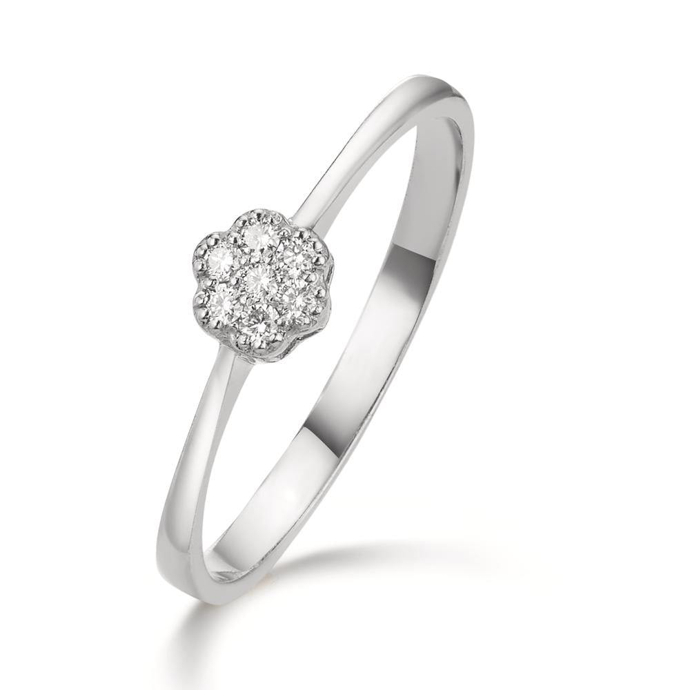 Anillo de dedo 750/oro blanco de 18 quilates Diamante 0.06 ct, 7 piedras, w-si