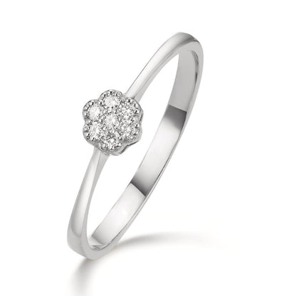 Anillo de dedo 750/oro blanco de 18 quilates Diamante 0.06 ct, 7 piedras, w-si