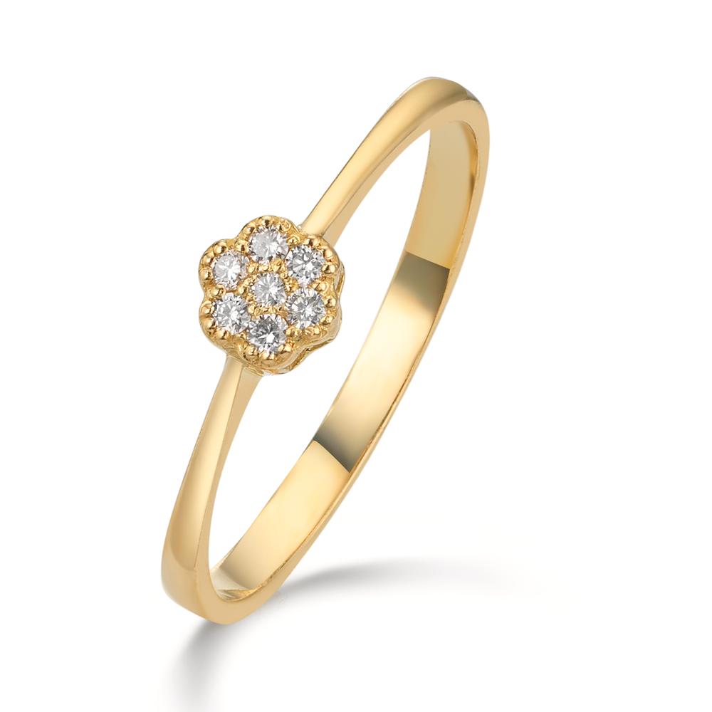 Anillo de dedo 750/oro amarillo de 18 quilates Diamante 0.06 ct, 7 piedras, w-si