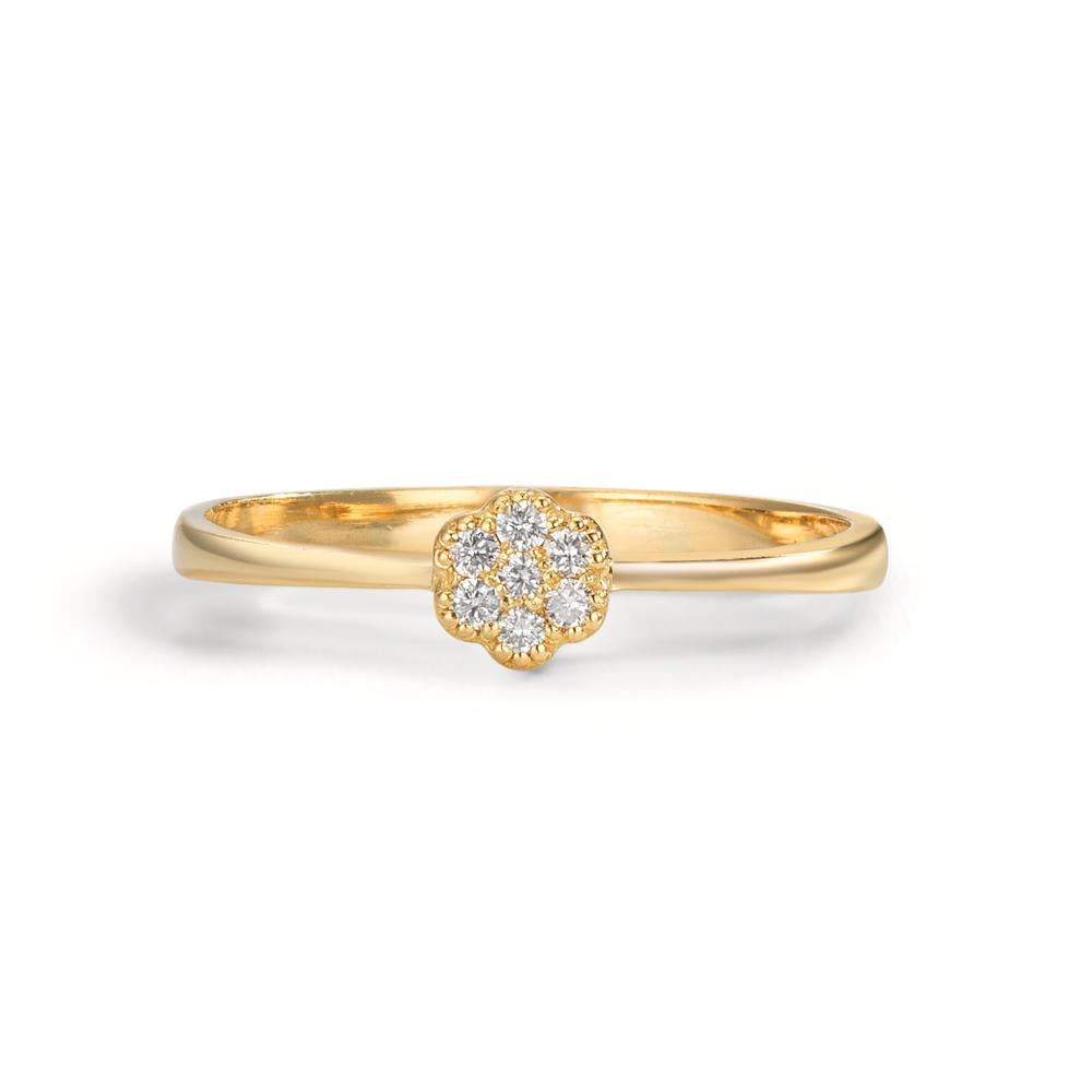 Anillo de dedo 750/oro amarillo de 18 quilates Diamante 0.06 ct, 7 piedras, w-si