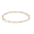 Pulsera Acero inoxidable Cristal blanco Amarillo Recubierto de IP Perla cultivada de agua dulce