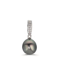 Colgante Plata Circonita 20 piedras Rodio plateado Perla de Tahití 10-11 mm