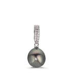 Colgante Plata Circonita 20 piedras Rodio plateado Perla de Tahití 10-11 mm