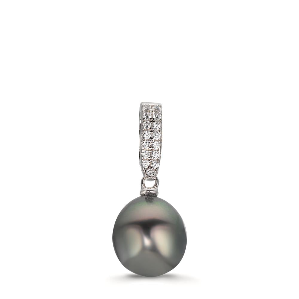 Colgante Plata Circonita 20 piedras Rodio plateado Perla de Tahití 10-11 mm