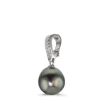 Colgante Plata Circonita 20 piedras Rodio plateado Perla de Tahití 10-11 mm