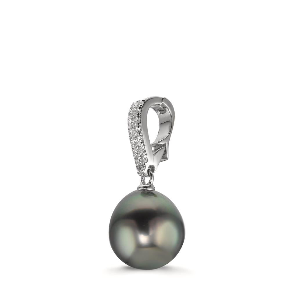 Colgante Plata Circonita 20 piedras Rodio plateado Perla de Tahití 10-11 mm