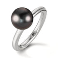 Anillo de dedo Plata Rodio plateado Perla de Tahití 8-9 mm