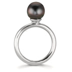 Anillo de dedo Plata Rodio plateado Perla de Tahití 8-9 mm