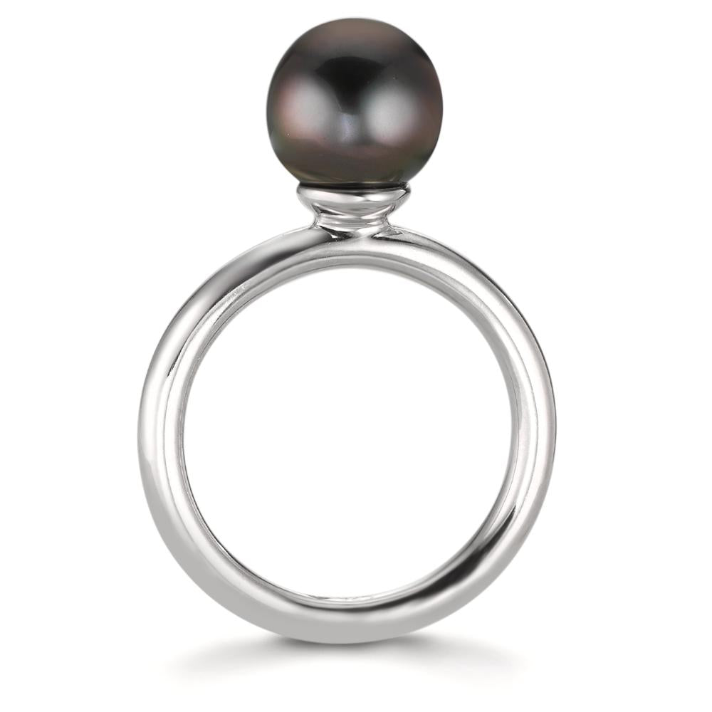 Anillo de dedo Plata Rodio plateado Perla de Tahití 8-9 mm