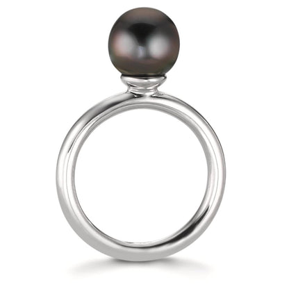 Anillo de dedo Plata Rodio plateado Perla de Tahití 8-9 mm