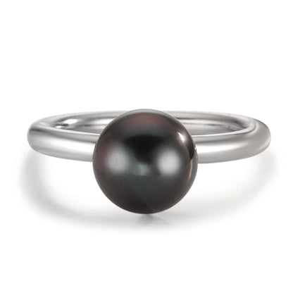 Anillo de dedo Plata Rodio plateado Perla de Tahití 8-9 mm