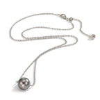 Collar Plata Rodio plateado Perla de Tahití, 10 mm 38-50 cm