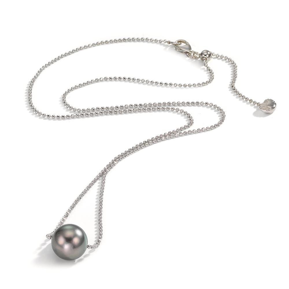 Collar Plata Rodio plateado Perla de Tahití, 10 mm 38-50 cm