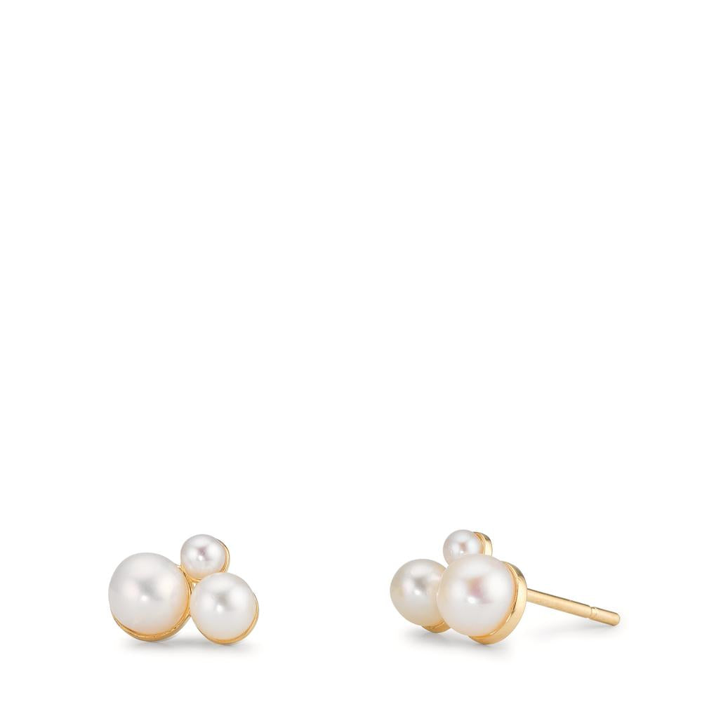Pendientes Oro amarillo de 375/9K Perla cultivada de agua dulce, 6 Perlas 2-4 mm