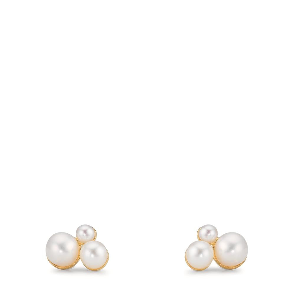Pendientes Oro amarillo de 375/9K Perla cultivada de agua dulce, 6 Perlas 2-4 mm
