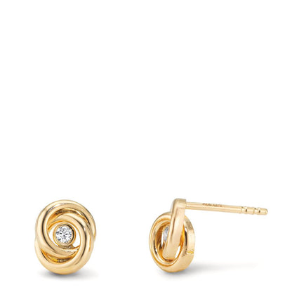 Pendientes Oro amarillo de 375/9K Circonita 2 piedras Ø7 mm